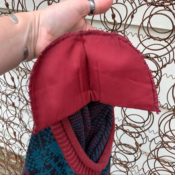 Vintage 90s Stefano green and red plaid oversize sweater LG - Picture 6 of 6